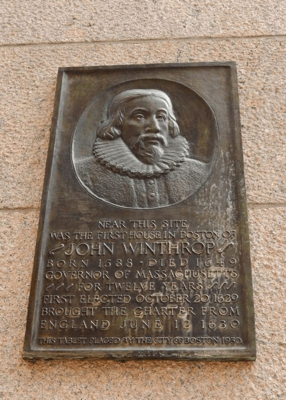 site of John Winthrop home Boston MA
