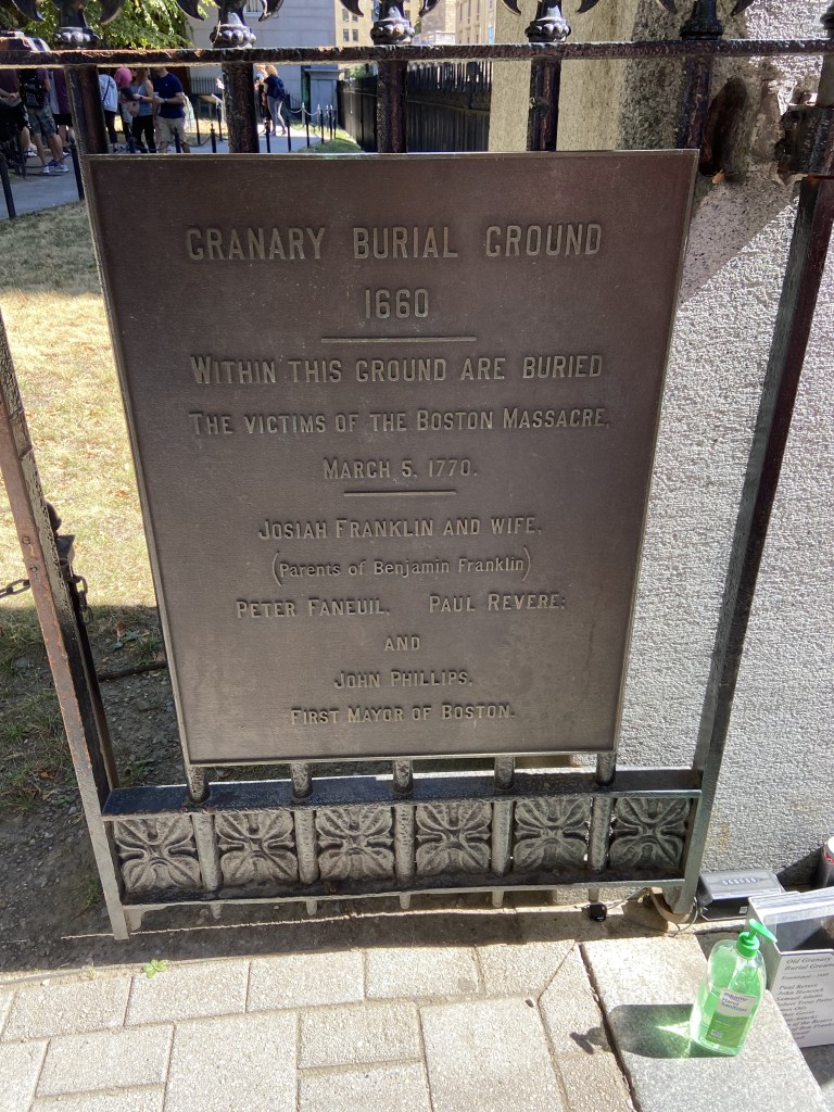 Granary Burial Ground entrance sign