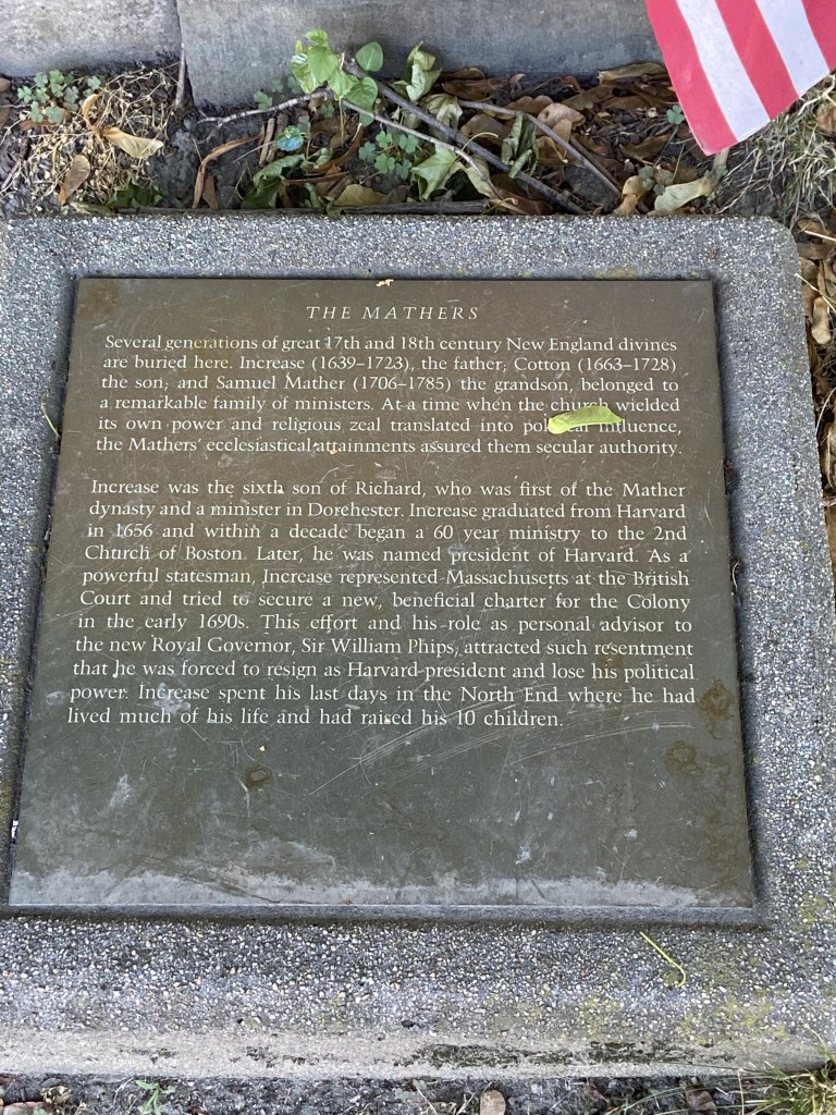 Copps Hill Boston MA Mather tomb