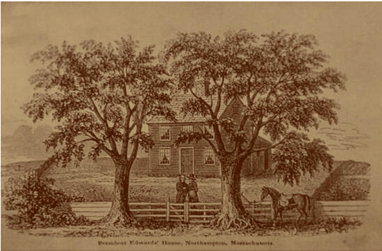 drawing of the Jonathan Edwards home Northampton MA King Street