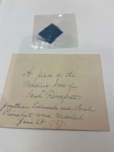 A piece of the wedding dress of Sarah Pierrepont. Jonathan and Sarah Pierrepont  Yale Beinecke