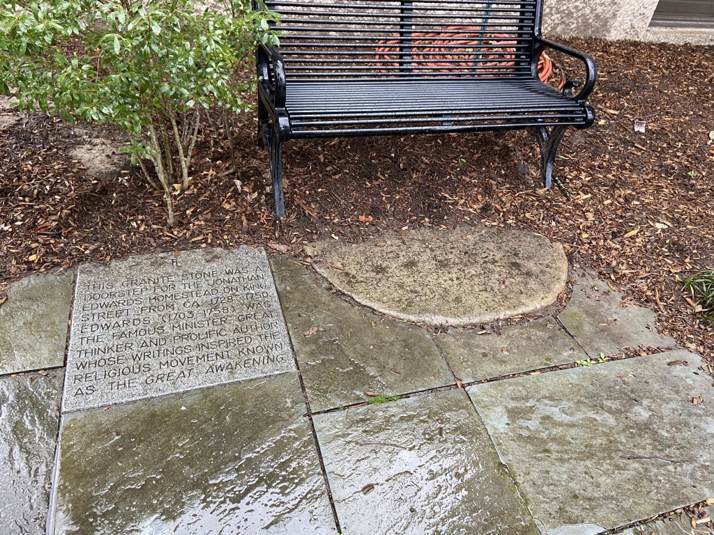 Forbes library Northampton MA granite stone step to the Jonathan Edwards home