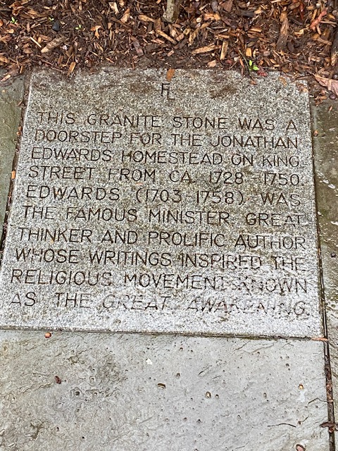 Forbes library Northampton MA granite stone step to the Jonathan Edwards home