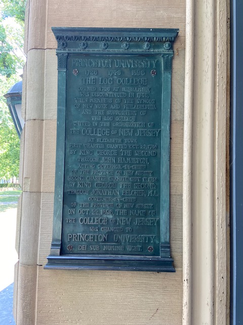 Log College Plaque Nassau Hall Princeton University 