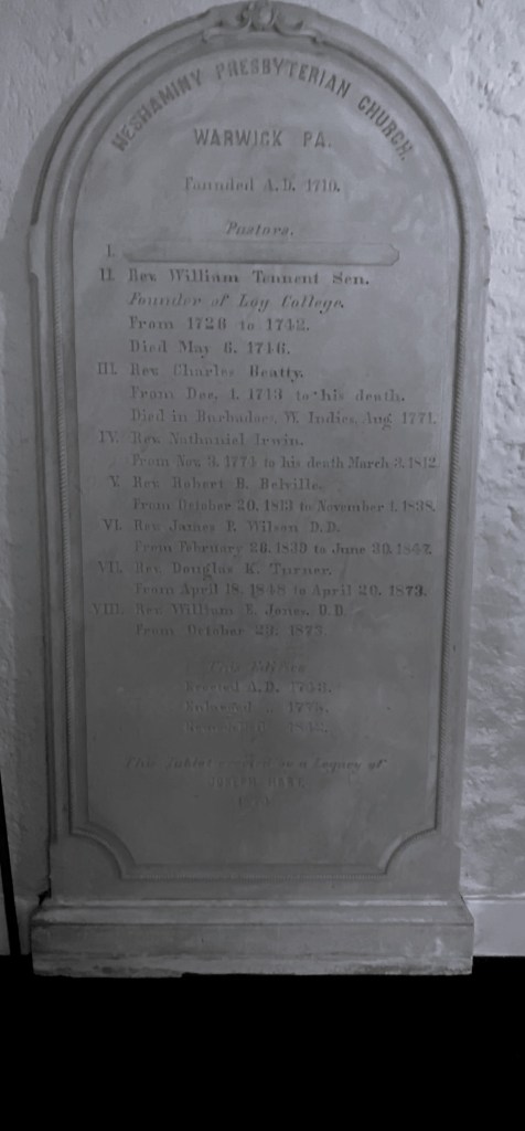 Neshaminy Warwick Church William Tennent Sr. Charles Beatty 