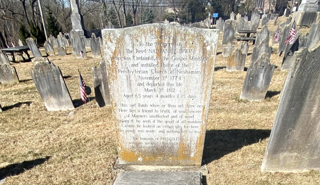 Neshaminy Cemetery William Tennent Log College Nathaniel Irwin grave