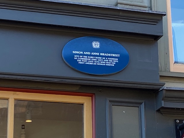Simon and Anne Bradstreet home Cambridge MA plaque