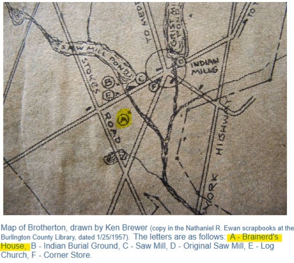 layout of Brotherton mission in Indian Mills, NJ 