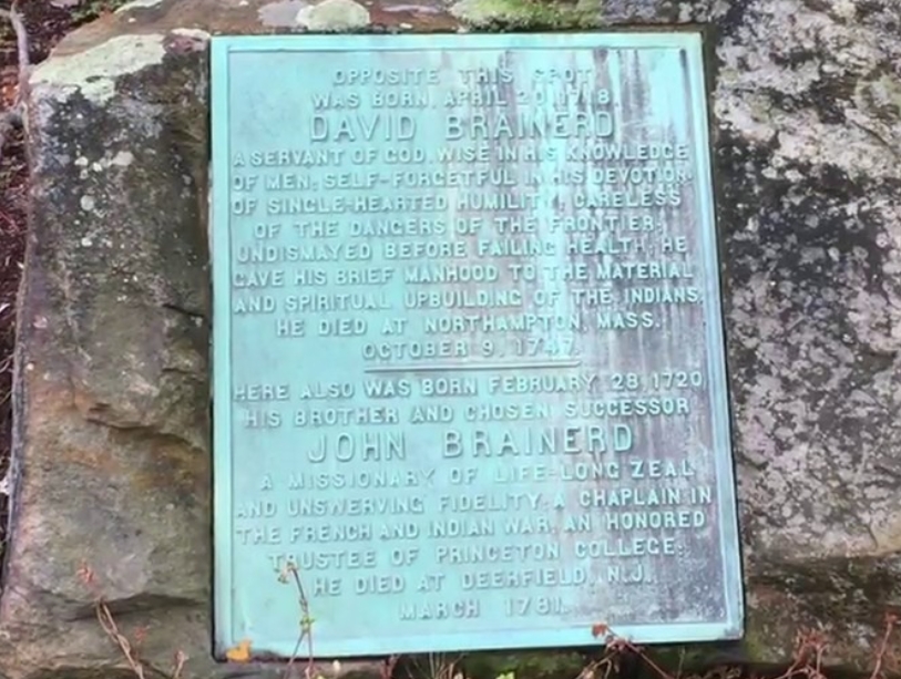 birthplace marker in Haddam CT noting David and John Brainerd 