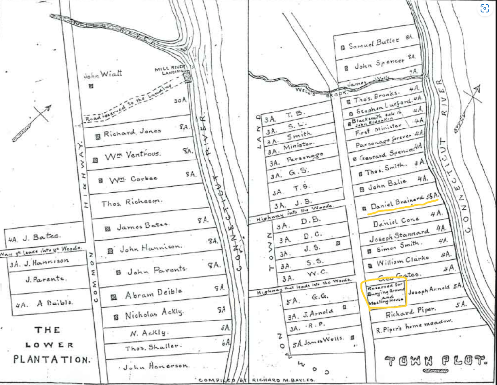Plot lines for Haddam, CT showing land owned by Brainerd family