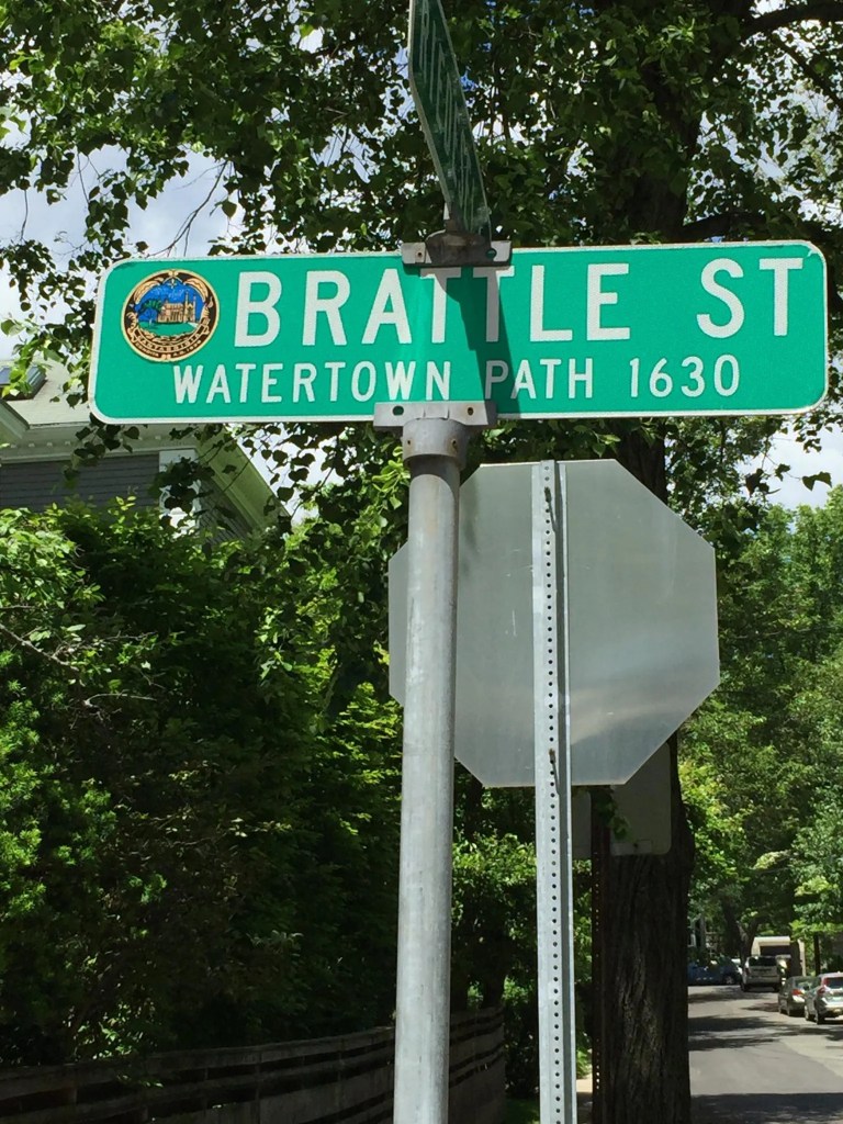Brattle Street sign, watertown path 1630