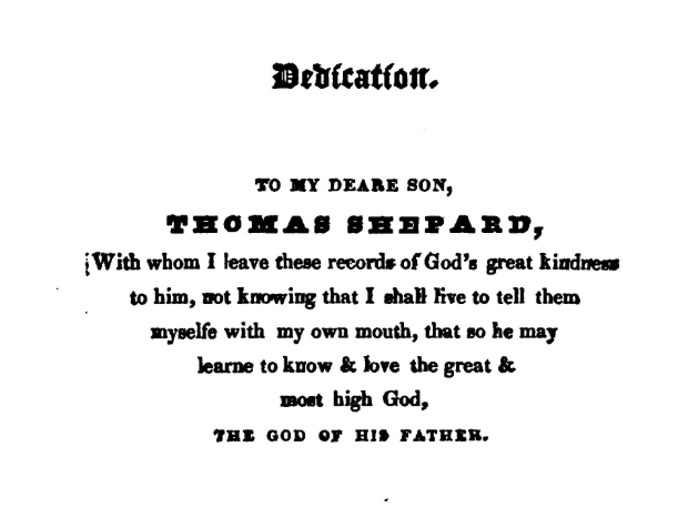 Thomas Shepard writing to his son