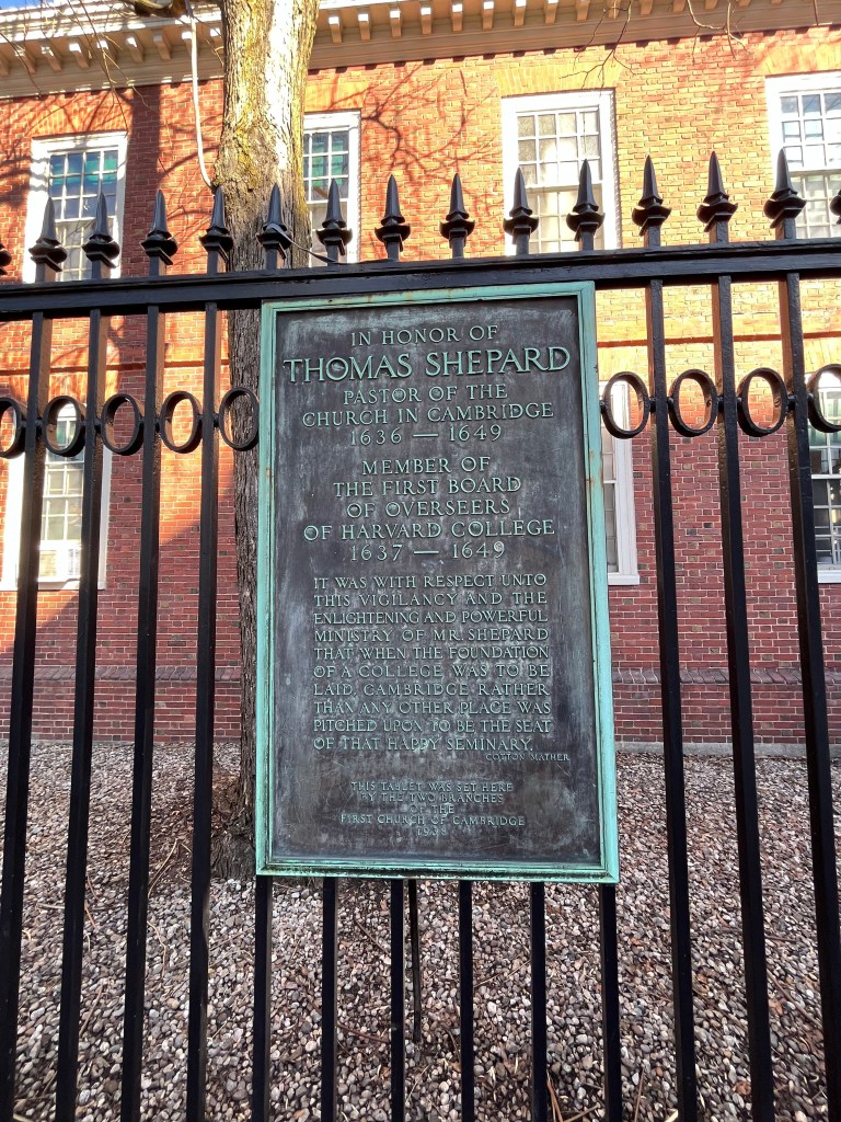 Thomas Shepard plaque Harvard