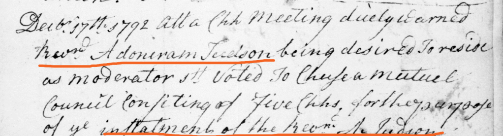 Adoniram Judson Sr. call to Wenham MA
