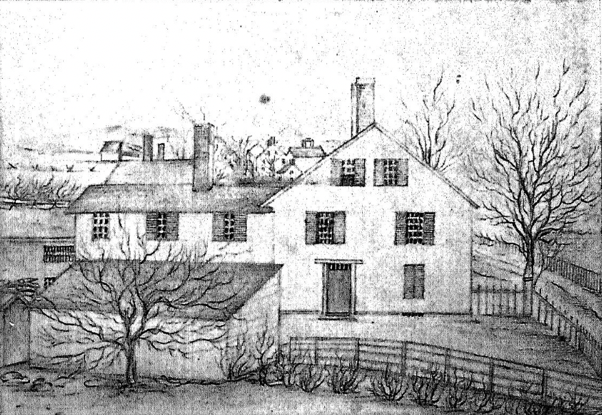 sketch of Ann Hasseltine home Bradford/Haverhill 